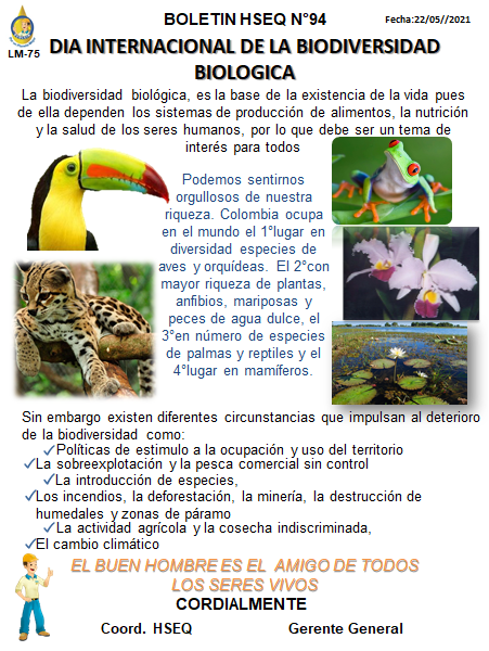 BOLETIN N° 94 DIA INTERNACIONAL DE LA BIODIVERSIDAD BIOLOGICA